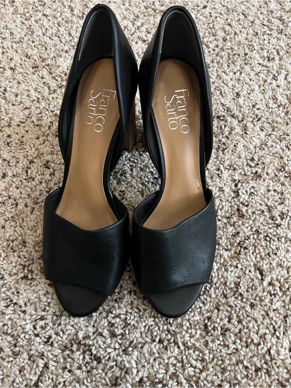 Franco Sarto Black Open-Toe D'Orsay Heels